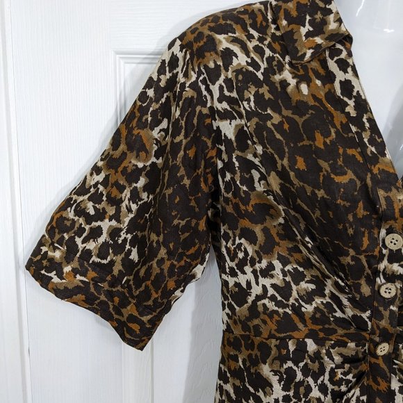 Veronica Beard Seki Leopard Printed Linen Dress - size 0 - Picture 4 of 15